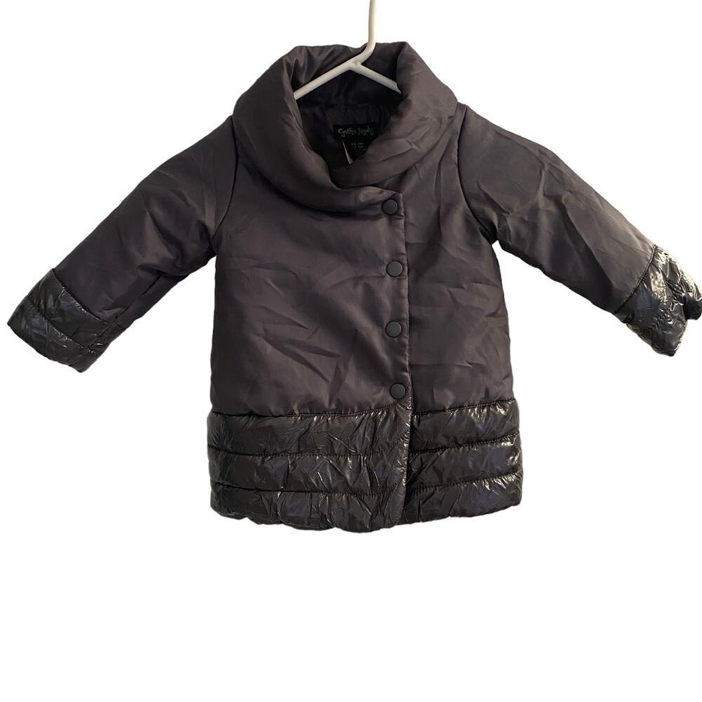 Cynthia Rowley Coat Baby Gray Patent Long Sleeve Dress Sz‎ 18M (Baby Girl)